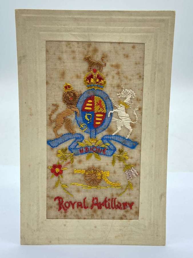 WW1 Embroidered British Army Royal Artillery Regimental Silk Postcard