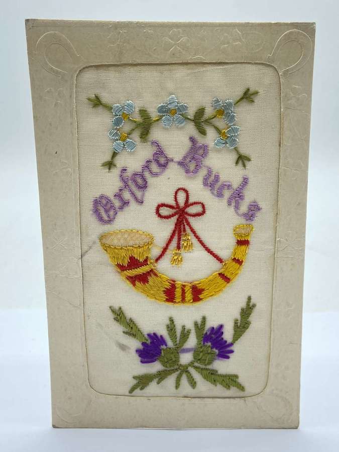 WW1 Oxfordshire and Buckinghamshire Light Infantry Silk Postcard