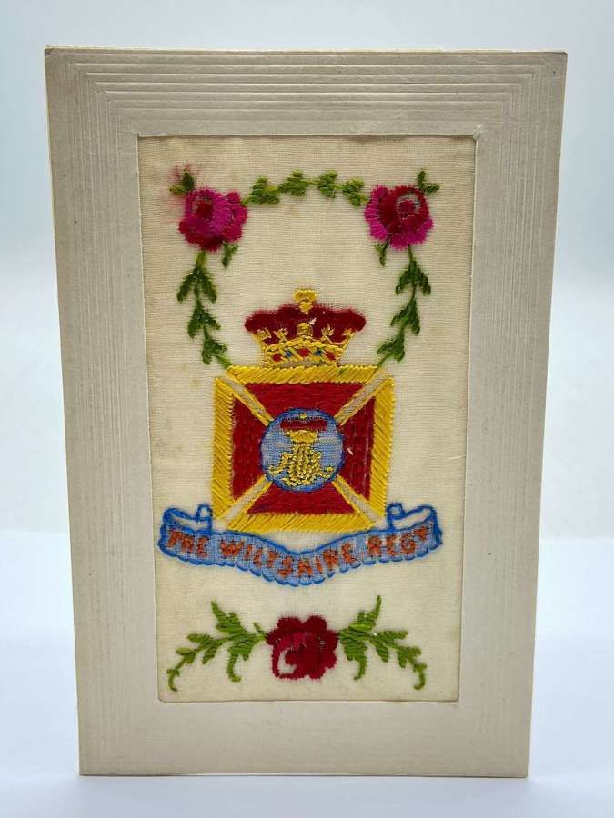 WW1 Embroidered British Army The Wiltshire Regiment Silk Postcard