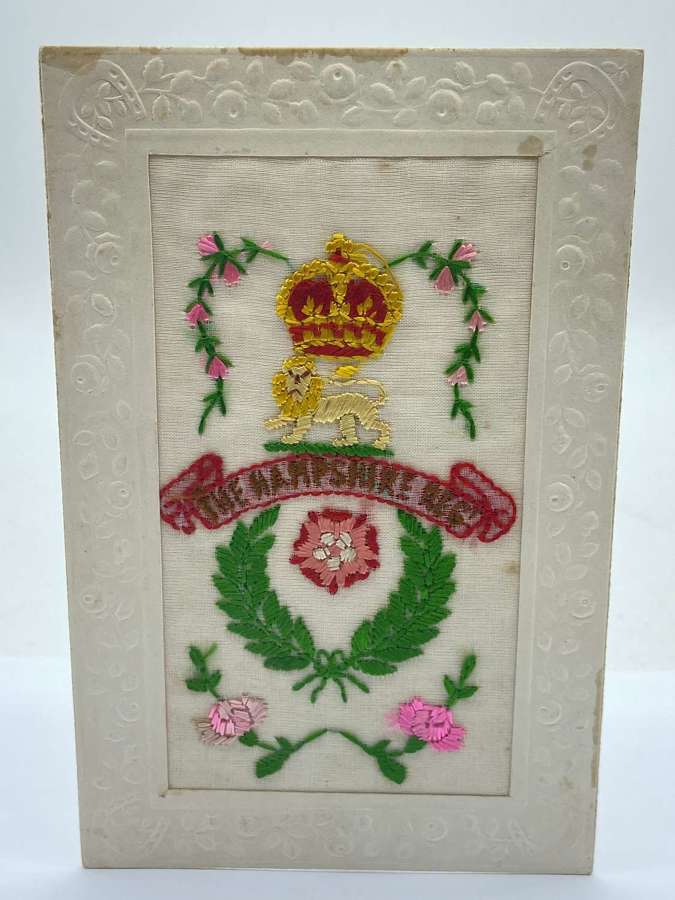 WW1 Embroidered British Army Hampshire Regimental Silk Postcard