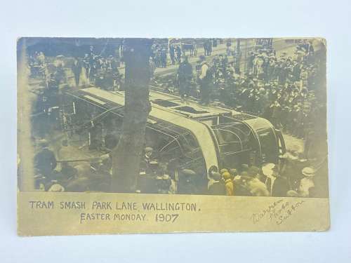 Antique 1907 Birmingham Tramway Fatal Accident Postcard