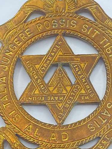 Monacle Ribbon Antique 1920s Masonic Royal Arch Principal Breast Jewel Crimson Ribbon