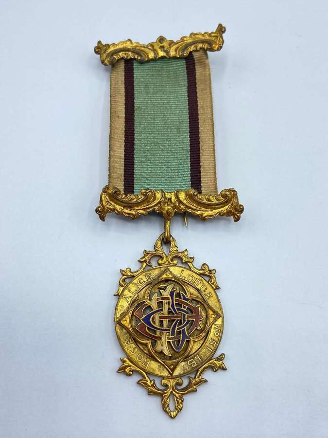 Antique 1929 Silver RAOB Rose Alice Lodge Services Rendered Jewel