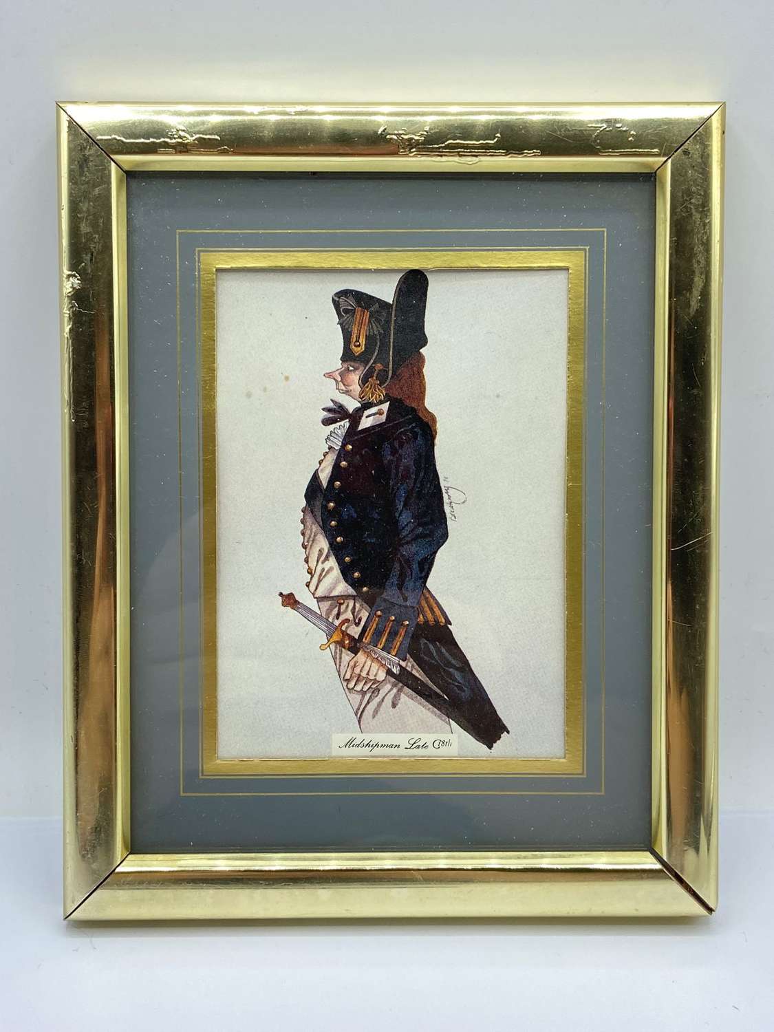 Vintage Royal Navy Midshipman Late 18th Century Print By SM Bradbury