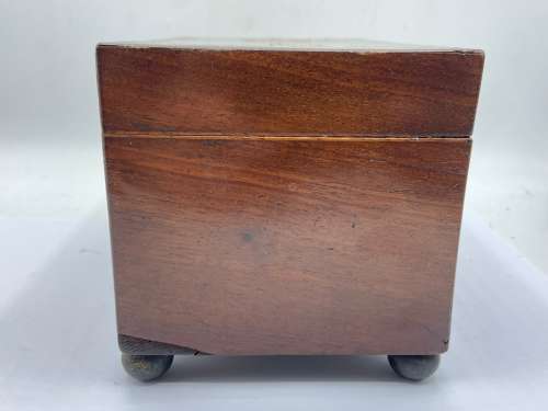 Antique Victorian 1880s Mahogany & Brass Escutcheon Tea Caddy