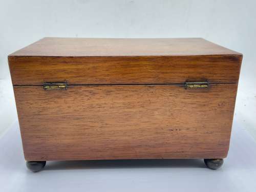 Antique Victorian 1880s Mahogany & Brass Escutcheon Tea Caddy