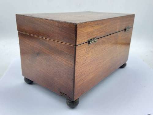 Antique Victorian 1880s Mahogany & Brass Escutcheon Tea Caddy