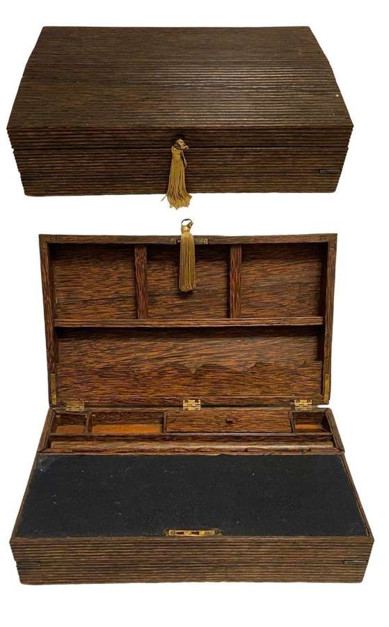 Antique Victorian Coromandel Campaign Writing Slope With Locking Key
