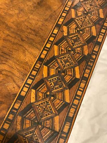 Antique Victorian Figured Walnut Tunbridge Ware Inlay Writing Slope