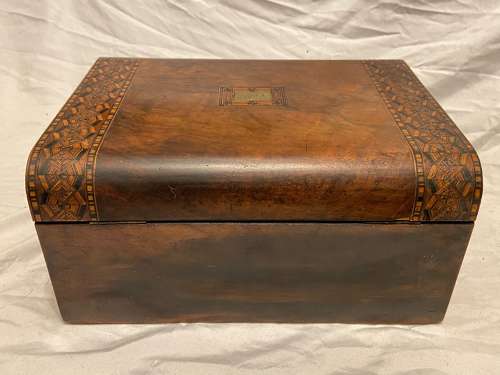 Antique Victorian Figured Walnut Tunbridge Ware Inlay Writing Slope