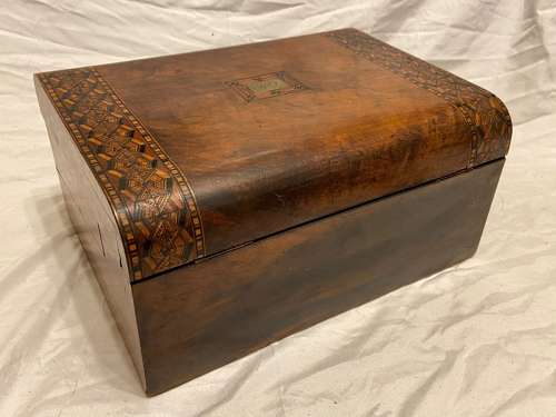 Antique Victorian Figured Walnut Tunbridge Ware Inlay Writing Slope