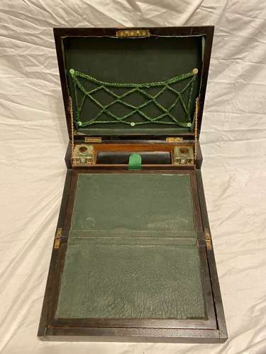 Antique Victorian Figured Walnut Tunbridge Ware Inlay Writing Slope