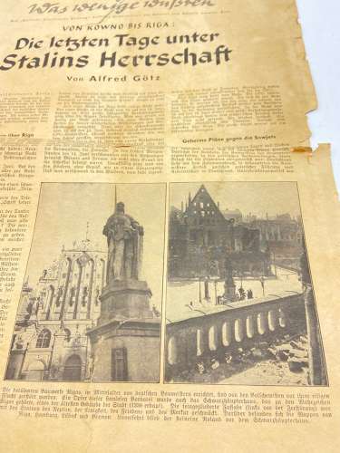 Rare WW2 German Newspaper Titled “The Last Days Under Stalins Rule”