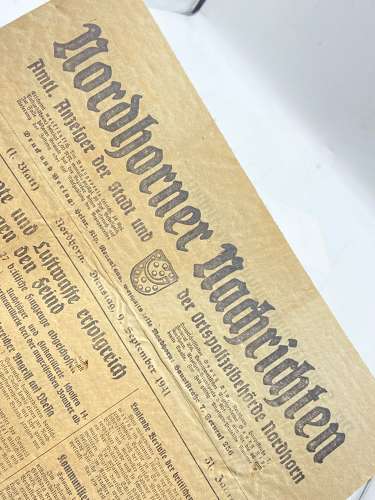 WW2 German 1941 Dated Nordhorn NSDAP Newspaper