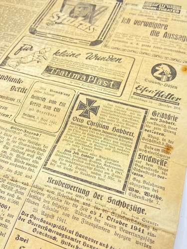 WW2 German 1941 Dated Nordhorn NSDAP Newspaper