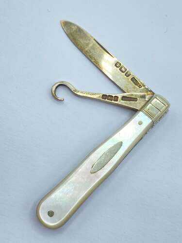 Antique Silver Hallmarked 1898 Fruit Knife & Button Hook