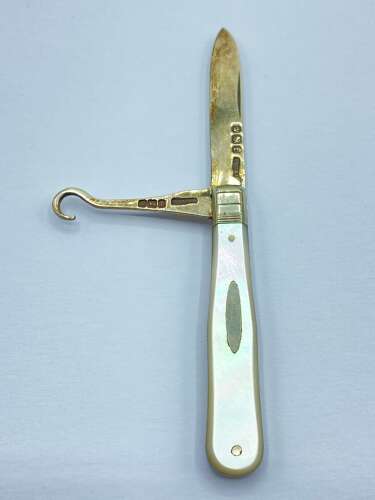 Antique Silver Hallmarked 1898 Fruit Knife & Button Hook