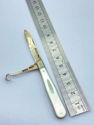 Antique Silver Hallmarked 1898 Fruit Knife & Button Hook