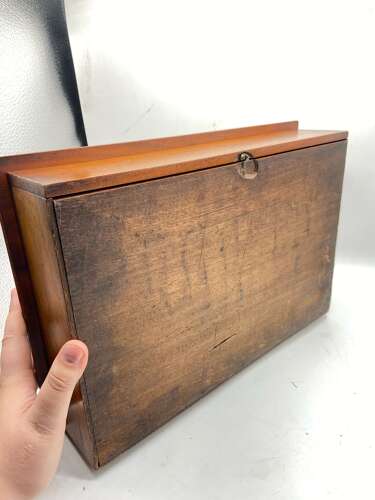 Antique Victorian Portable Oak Writing Desk/ Slope