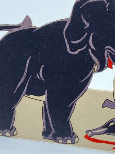 Antique Illustrated Elephant & Fine Wine Card Place Holder