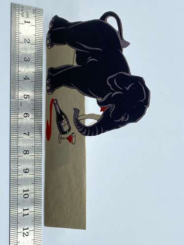 Antique Illustrated Elephant & Fine Wine Card Place Holder