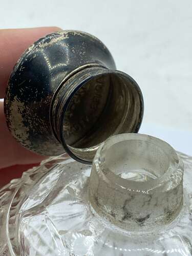 Antique Sterling Silver & Cut Glass Archimedes Masonic Perfume Bottle