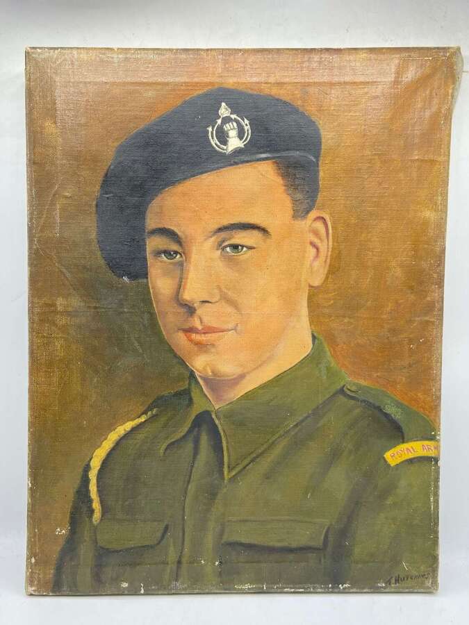 WW2 Royal Armoured Corps Acrylic On Canvas Painting By T Hutchins