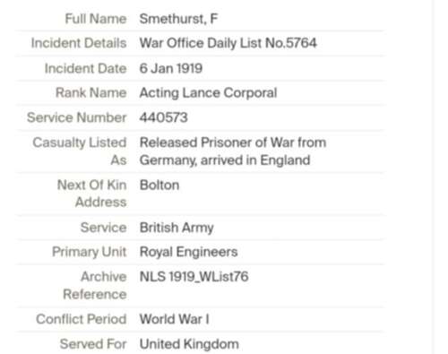 WW1 Bolton- Lancashire Family Smethurst Medal Grouping & Research