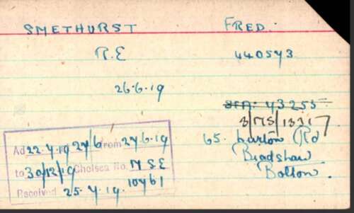 WW1 Bolton- Lancashire Family Smethurst Medal Grouping & Research