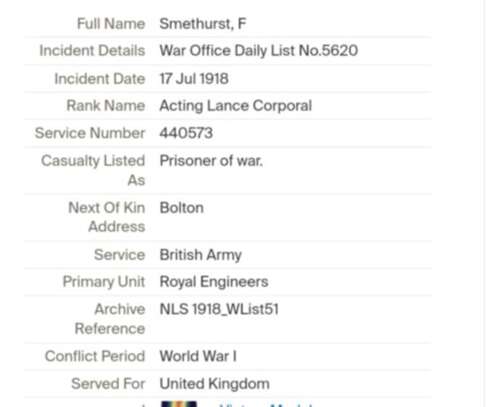 WW1 Bolton- Lancashire Family Smethurst Medal Grouping & Research