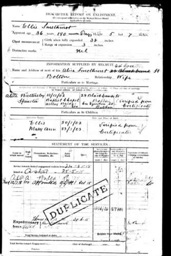 WW1 Bolton- Lancashire Family Smethurst Medal Grouping & Research