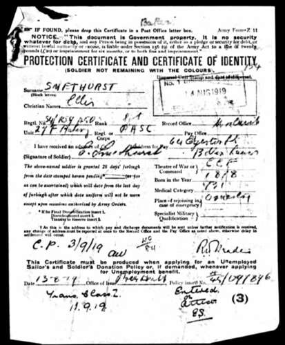 WW1 Bolton- Lancashire Family Smethurst Medal Grouping & Research