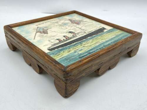 Vintage RMS Queen Mary “A Bond Between Two Nations” Ceramic Tile