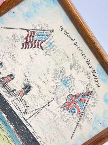 Vintage RMS Queen Mary “A Bond Between Two Nations” Ceramic Tile