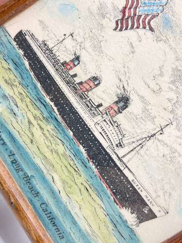 Vintage RMS Queen Mary “A Bond Between Two Nations” Ceramic Tile