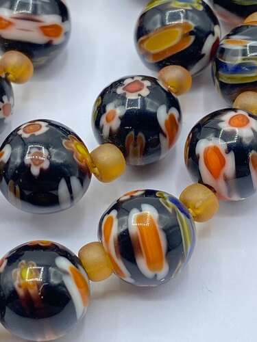 Antique 1920s Venetian Moretti Murano Glass Necklace With Celtic Clasp