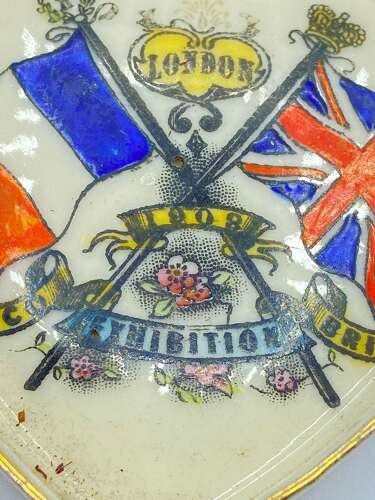 Antique 1908 Franco-British Exhibition Crafton China Pin Dish