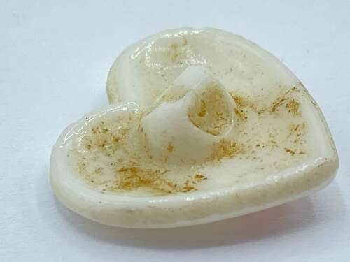 Beautiful Antique Milk Glass Human Face Button Glows Under UV