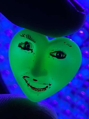 Beautiful Antique Milk Glass Human Face Button Glows Under UV