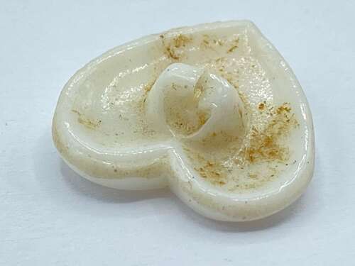 Beautiful Antique Milk Glass Human Face Button Glows Under UV