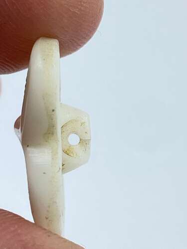 Beautiful Antique Milk Glass Human Face Button Glows Under UV