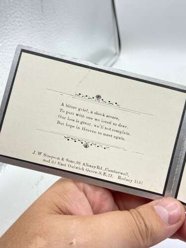 WW2 1942 Mourning Gothic Funeral Card To William Darter Who Died In 1942