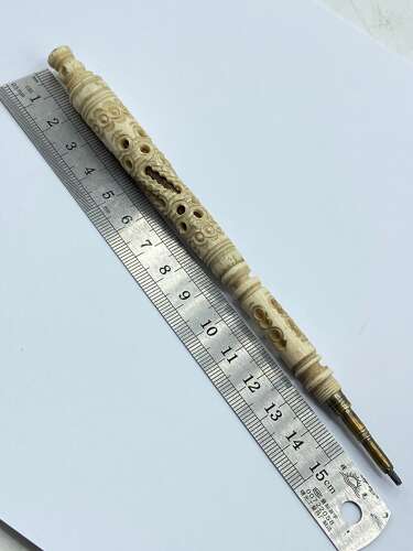 Antique Carved Bovine “Souvenir Of Brighton” Stanhope Propelling Pencil