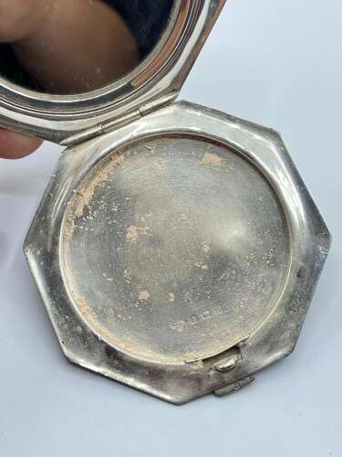 WW2 Silver Hallmarked & Guilloché Enamel Coldstream Guards Sweetheart Compact