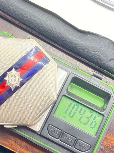 WW2 Silver Hallmarked & Guilloché Enamel Coldstream Guards Sweetheart Compact