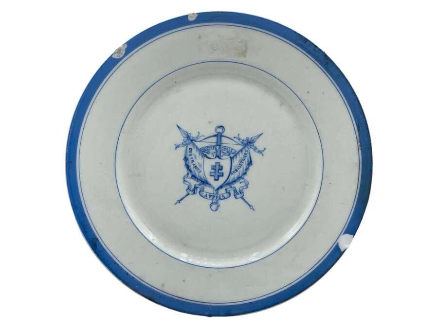 Antique 1860s Royal Society Of French Crossbowmen In Ypres Plate
