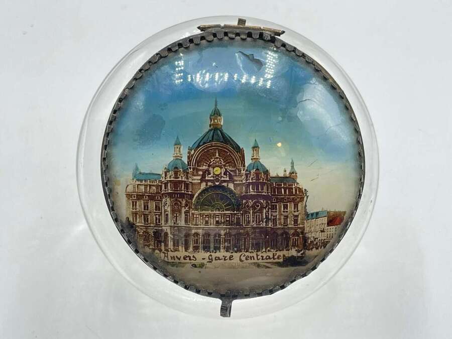 Antique Circa 1910 Antwerpen-Centraal Railway Station, Belgium Souvenir Casket
