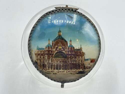 Antique Circa 1910 Antwerpen-Centraal Railway Station, Belgium Souvenir Casket