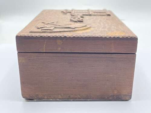 Early Post WW2 1946 British Army 21st Army Group Carved Wooden Trinket Box