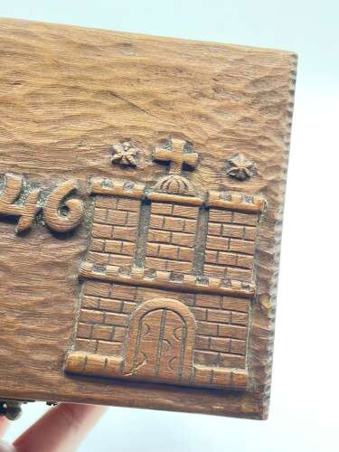 Early Post WW2 1946 British Army 21st Army Group Carved Wooden Trinket Box